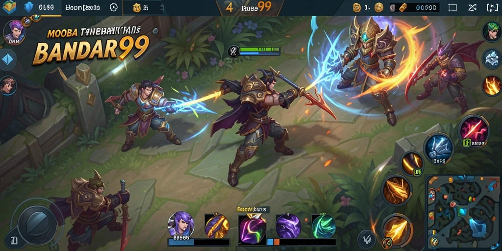 Tampilan gameplay seru dalam pertarungan MOBA BANDAR99.