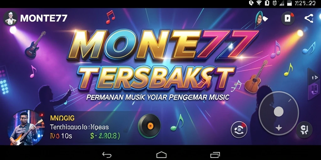 Screenshot gameplay MONTE77 menunjukkan pengalaman bernyanyi yang interaktif.