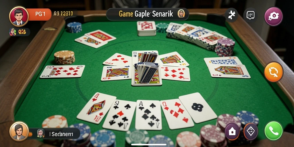 Screenshot PG11 menampilkan suasana gameplay Gaple yang seru.